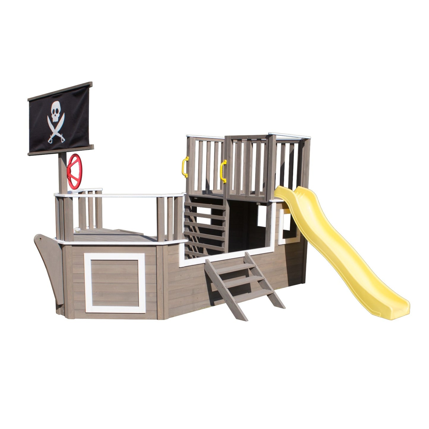 Голяма детска дървена катерушка пиратски кораб за двор и градина