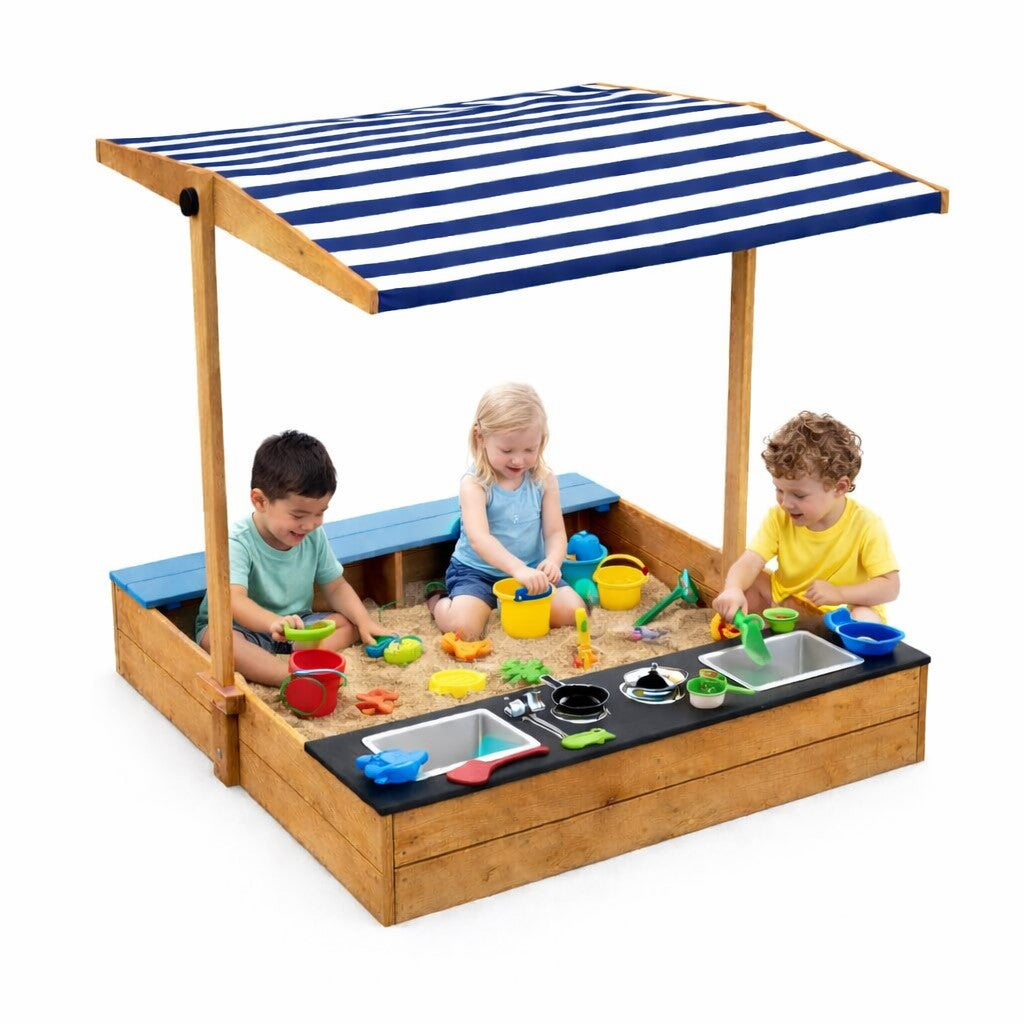 Сенник с UV защита към детски дървен пясъчник GINGER HOME