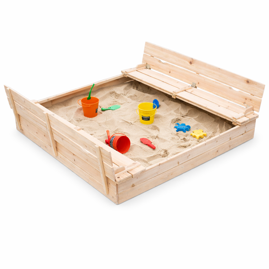 Голям дървен детски пясъчник GINGER HOME 157x157x21 см – основен изглед отпред