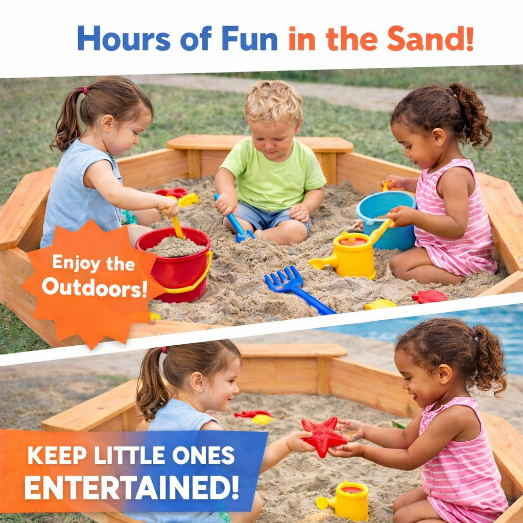 Предимства на 8-странния детски дървен пясъчник GINGER HOME с 4 седалки
