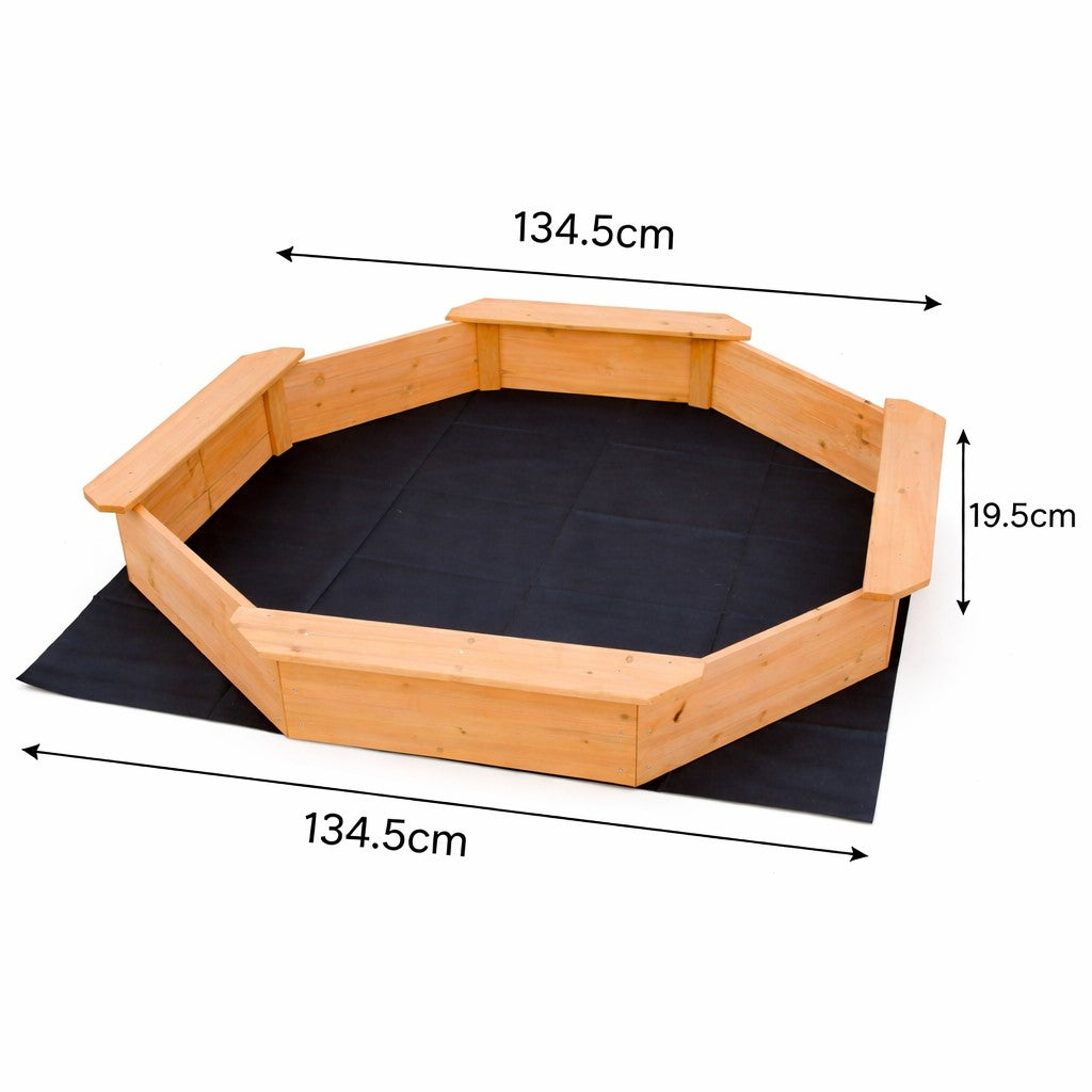 Размери на детския пясъчник GINGER HOME – 134.5×134.5×19.5 см