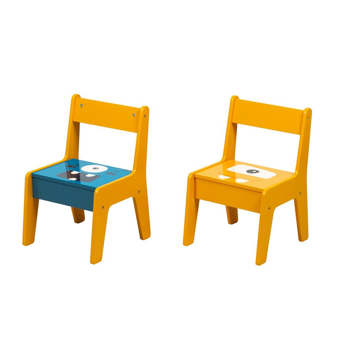 Детска Маса с 2 Столчета, Комплект - Двустранна, за Рисуване и за Редене на Конструктори тип LEGO - GHOSTS